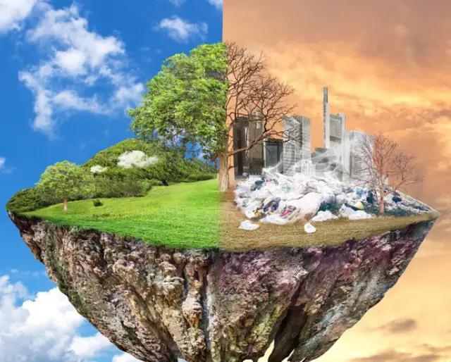 vue d'artiste de la Terre et de sa pollution