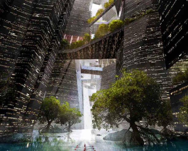 projection de l’intérieur de The Line